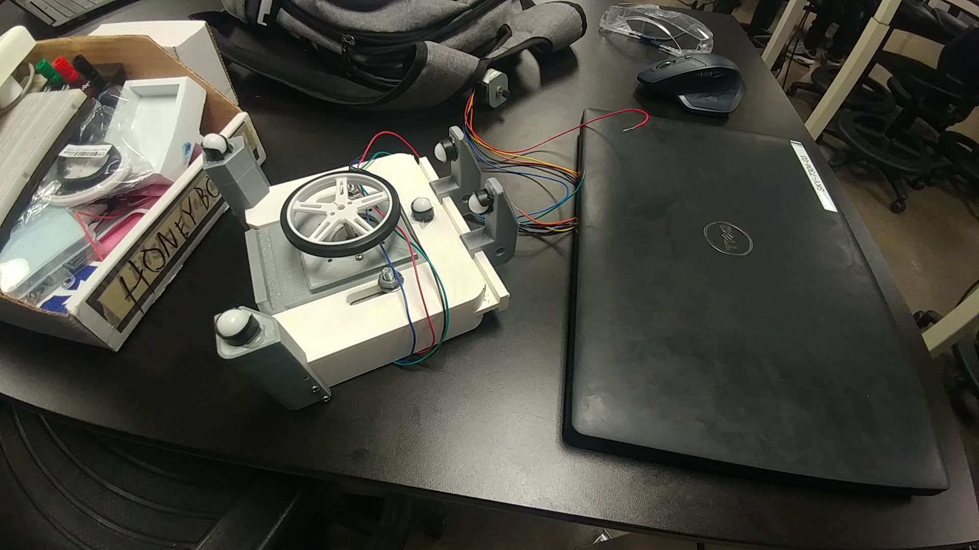 Robot chassis with drive wheel installed