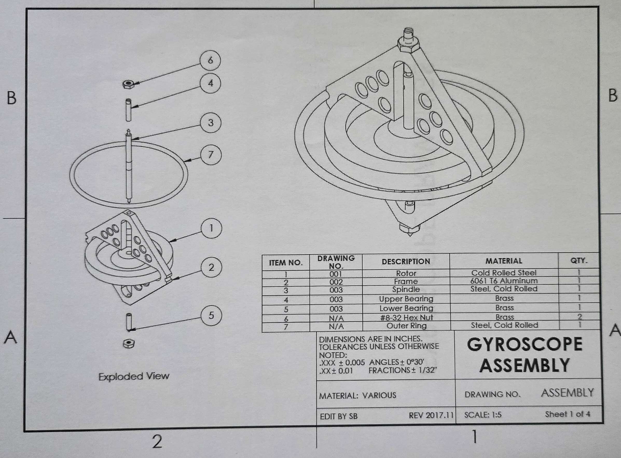 Gyroscope assembly drawing